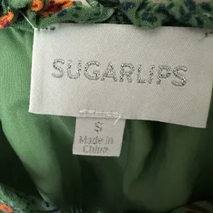 Sugarlips Dress Small Midi Cap Sleeve Smocked Waist Green Floral Fairy Cottage thumbnail 2