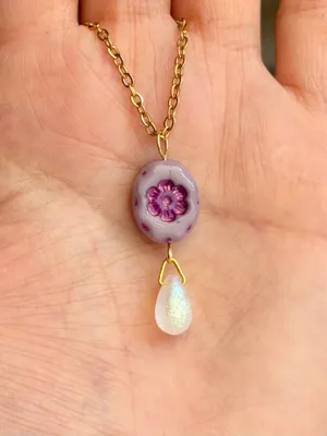 Handmade quality floral Czech glass bead fairy chic cottage necklace💐💜 thumbnail 5