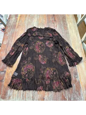 Maurices Brown Paisley Top Medium Flowy Boho Sheer Crinkle thumbnail 12