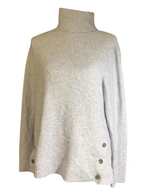 J.Crew Lavender Heather Turtleneck Sweater | Side-Button Ribbed Hem (Size M) thumbnail 1