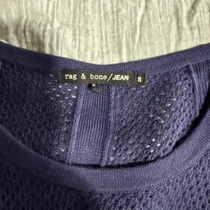 Rag & Bone‎ Mesh Top Womens S Navy Blue Pointelle Open Knit Long Sleeve Netted thumbnail 3