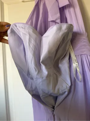 Azazie Lilac Chiffon Wrap Bodice Gown thumbnail 6