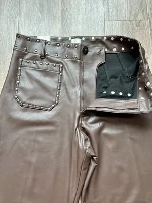 Anthropologie Maeve Colette Full-Length Faux Leather Studded Pants Size 32 NWT thumbnail 8