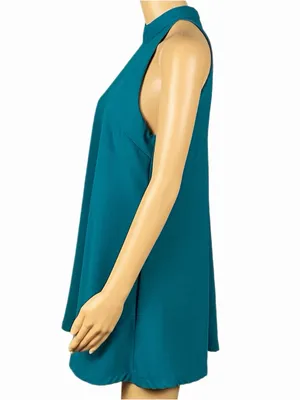 LOVERS + FRIENDS Teal Halter High Neck Swing Mini Dress Pockets Size XS thumbnail 6