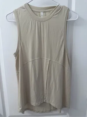 Lululemon Modal-Silk Blend Tie-Front Yoga Tank Top Natural Ivory (Size 4) thumbnail 6