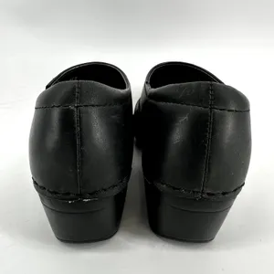 Dansko Stacie Clogs Leather Slip On Crisscross Heel Rocker Round Toe Black 6 thumbnail 5