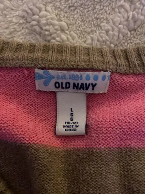 Striped Old Navy Pink and Tan Girls Sweater thumbnail 3