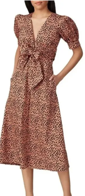 EUC Love, Whit by Whitney Port Dotted Puffed Sleeve Dress Size Medium thumbnail 1
