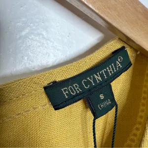 NWT For Cynthia Linen Blend Asymmetrical Yellow‎ Sleeveless Dress Small Flowy thumbnail 5