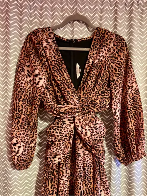Anthropologie / Ranna Gill | Leopard Cut-Out Midi Dress, Small thumbnail 4