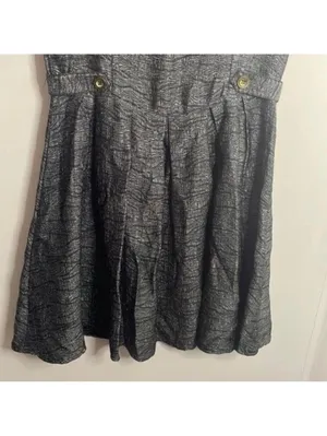 Ya Los Angeles Grey Patterned Metallic Thread Sleeveless Fit and Flare Dress thumbnail 4