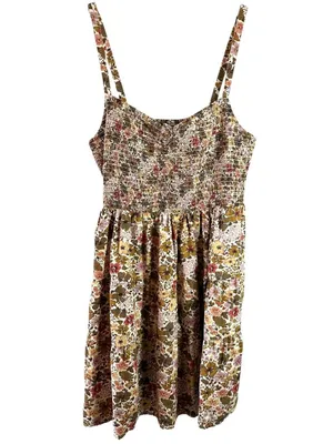 Madewell Lucie Floral Smocked Mini Dress Boho Cottagecore Earth Tone XL thumbnail 2