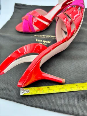 Kate Spade Red & Pink Patent Leather Suede Strappy High Heel Sandals Size 7 thumbnail 10