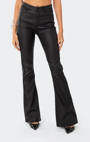 Edikted Flare Leather Pants thumbnail 1