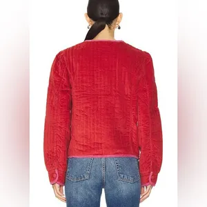 NWT Free People Quilted Velvet Natalia Jacket in Sweet Heart Sz Large thumbnail 4