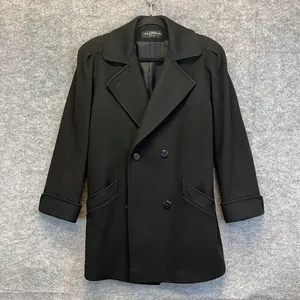ALORNA Coat Women's Large Black Lapel‎ Collar Double Breasted Wool Blend Winter thumbnail 8
