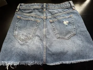 We The Free People Jean Skirt Distressed Free Blue Mini 26 thumbnail 2