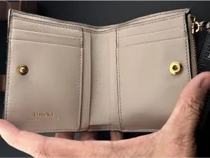 Versace Quilted Leather Wallet with Gold Medusa Button thumbnail 3