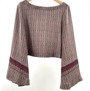 FREE PEOPLE Crop Top Long Sleeves Statement Sleeves Bell Style Size Medium thumbnail 1