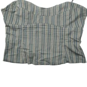 Princess‎ Polly Pinstripe Corset Top Grey Brown Stripe Sweetheart Camisole Party thumbnail 3