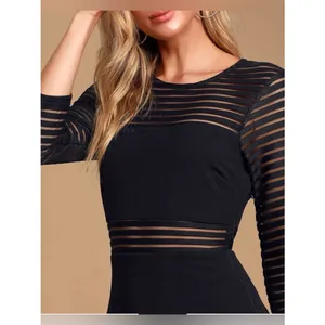 Lulus Women's Perfect Mesh Black Long Sleeve Bodycon Dress Size L (NWT) thumbnail 3
