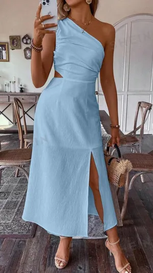 SheIn One Shoulder High Waisted Slit Dress thumbnail 1