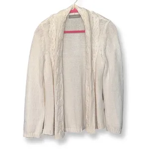 Liz Claiborne Winter White Cable Knit Shrug Sz L thumbnail 3