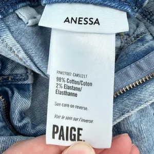 Paige Anessa High Rise‎ Wide Leg Jeans Light Blue Wash Women 26 Raw Hem Denim thumbnail 6