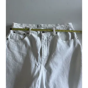 Abercrombie & Fitch Ultra High Rise Kick Flare White Jeans Raw Hem Size 32/14 thumbnail 6