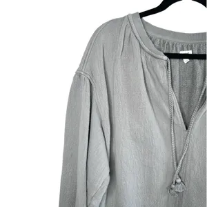 Aerie Easy Street Sweatshirt XS Gray Oversized Slouchy Tunic Tassel Coastal Boho thumbnail 4