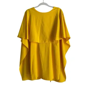 ZARA Women's Open Back Yellow Ruffle Cape‎ Mini Dress Size Small Modest thumbnail 2