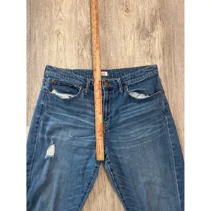 Madewell Straight Crop Jeans Medium Wash Distressed High Rise Size 32 thumbnail 7