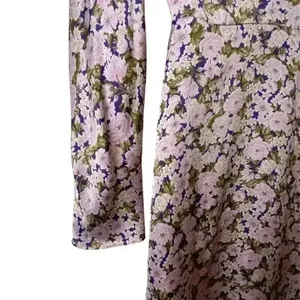 Zara Women's XS Floral Satin‎ Mini Dress Long Sleeve Multicolor Lilac Casual thumbnail 8
