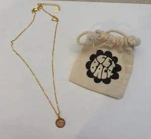 Get Back pendent gold necklace with pink thumbnail 1