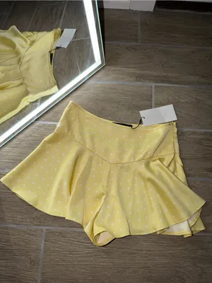 Zara Yellow Polka Dot satin flowy shorts thumbnail 4