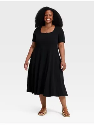 Ava & Viv Black Square-Neck Midi Dress thumbnail 2