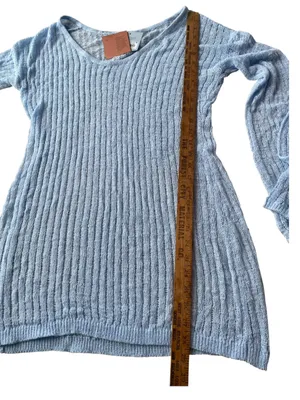 Shade & Shore Light Blue Open Knit Swim Cover Up Dress Medium 8-10 Beach Resort thumbnail 6