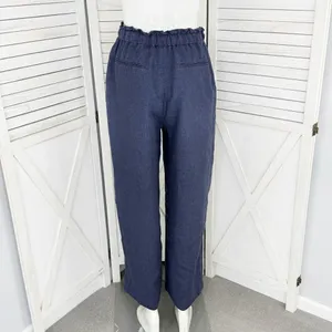 Polo Ralph Lauren Linen Drawstring Wide Leg Pants Denim Blue Small‎ Paperbag thumbnail 6