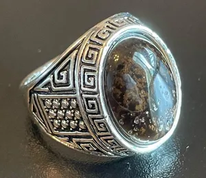 Tigers eye stone silver ring size 9 Brown thumbnail 2