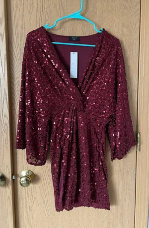 Vici Burgundy Sequin Dress thumbnail 1