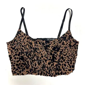 Windsor Animal Print Corset Tank Crop Top NWT BLACK BROWN thumbnail 1