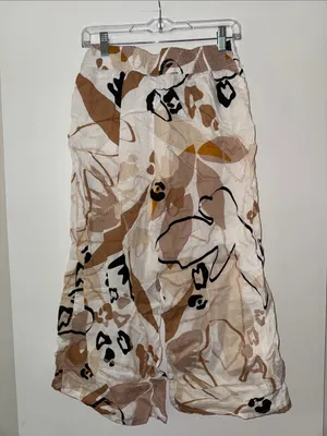Tahari Neutral Abstract Print Midi Pants - White & Tan thumbnail 5