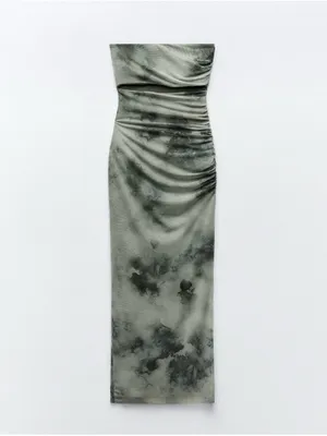 #24 Zara Strapless Cut Out Tulle Midi Dress Size L thumbnail 6