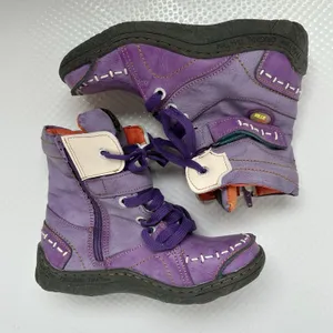 TMA Eyes Leather Lined Ankle Boots Womens EU 38 US 7.5 Purple Zip & Lace Up Snow thumbnail 3