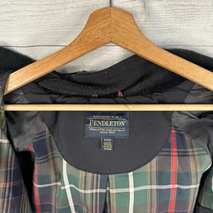 Pendleton Womens Small Flannel Plaid Lined Hooded Parka Barn Chore Coat Blue thumbnail 11