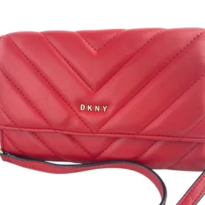 DKNY Veronica WOC Red Leather Quilted Crossbody Wallet Mini Purse Crossbody OS thumbnail 3