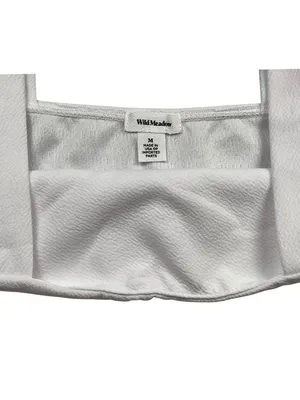 NWT Wild Meadow Textured Crop Tank Top Off White Clean Girl Cami M thumbnail 4