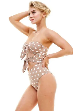 NWT New ENVYA SWIMSWEAR Belen Double Tie Polka Dot Swimsuit One Piece Small thumbnail 10