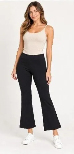 Halara Womens Sz Small Regular Cropped Flare Trouser Black Pull On Ponte Pockets thumbnail 1