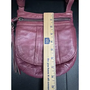 HOBO Burgundy Pebbled Leather Small Purse Crossbody Bag Flap Close Zip thumbnail 10